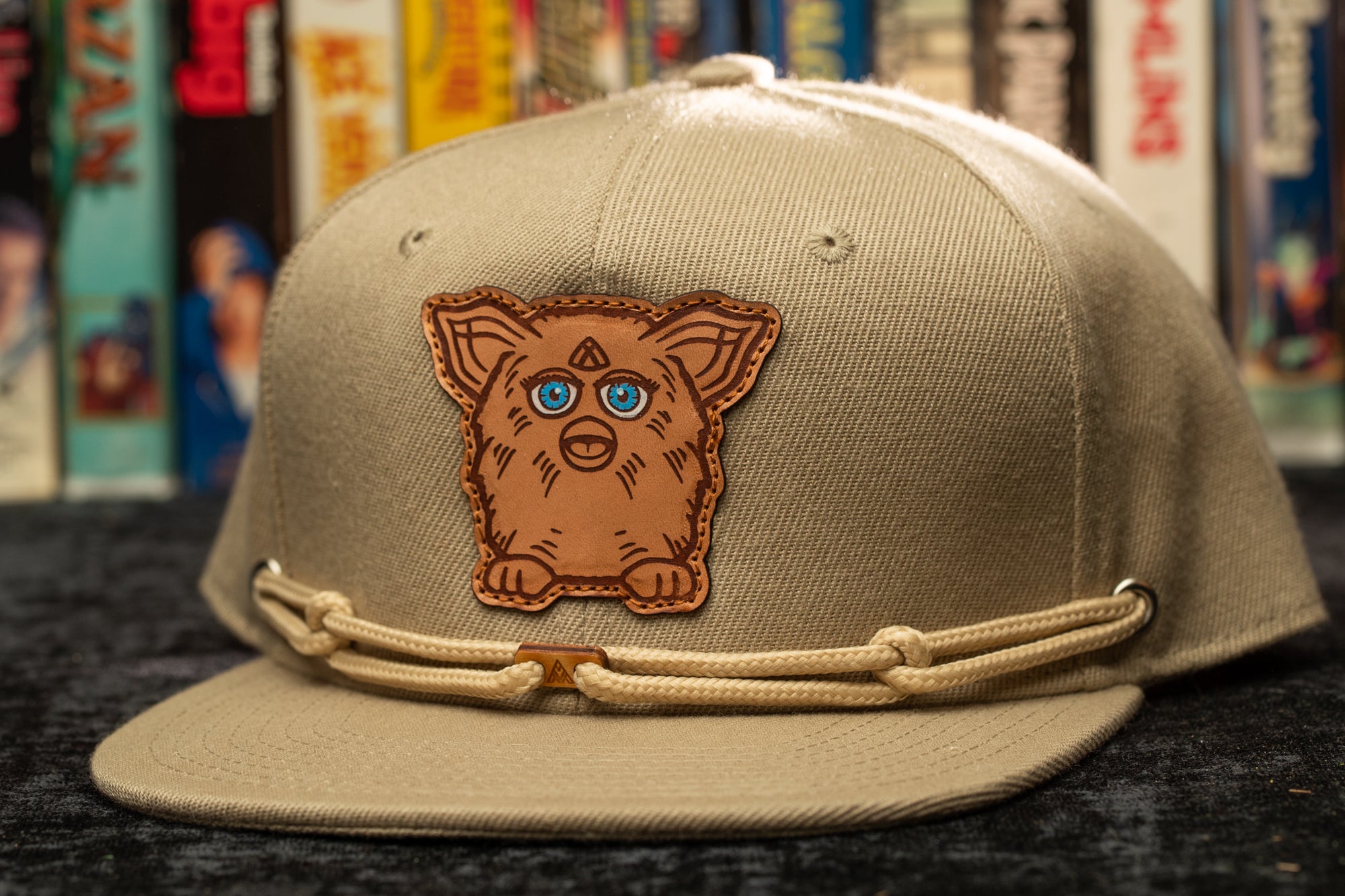 a hat with a dog embroidered on it