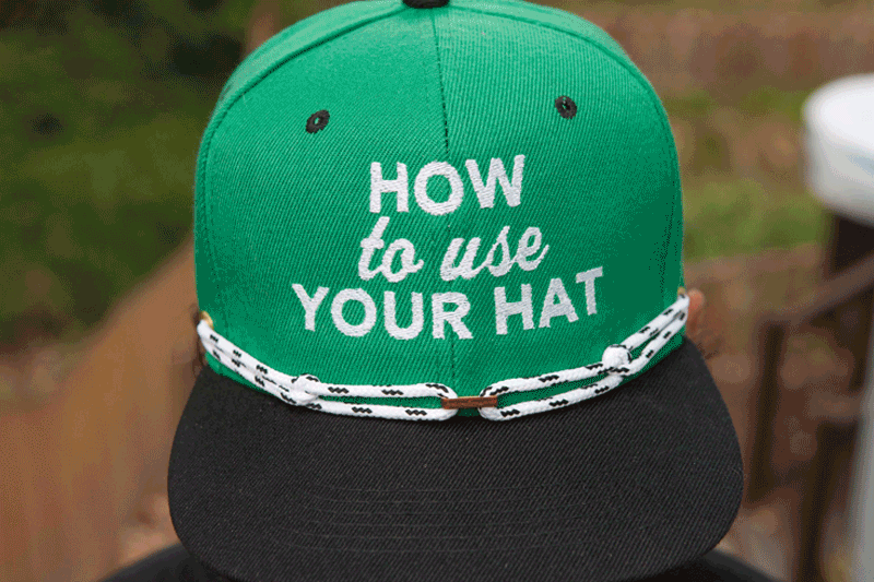 a green hat with the words how to use your hat written on it