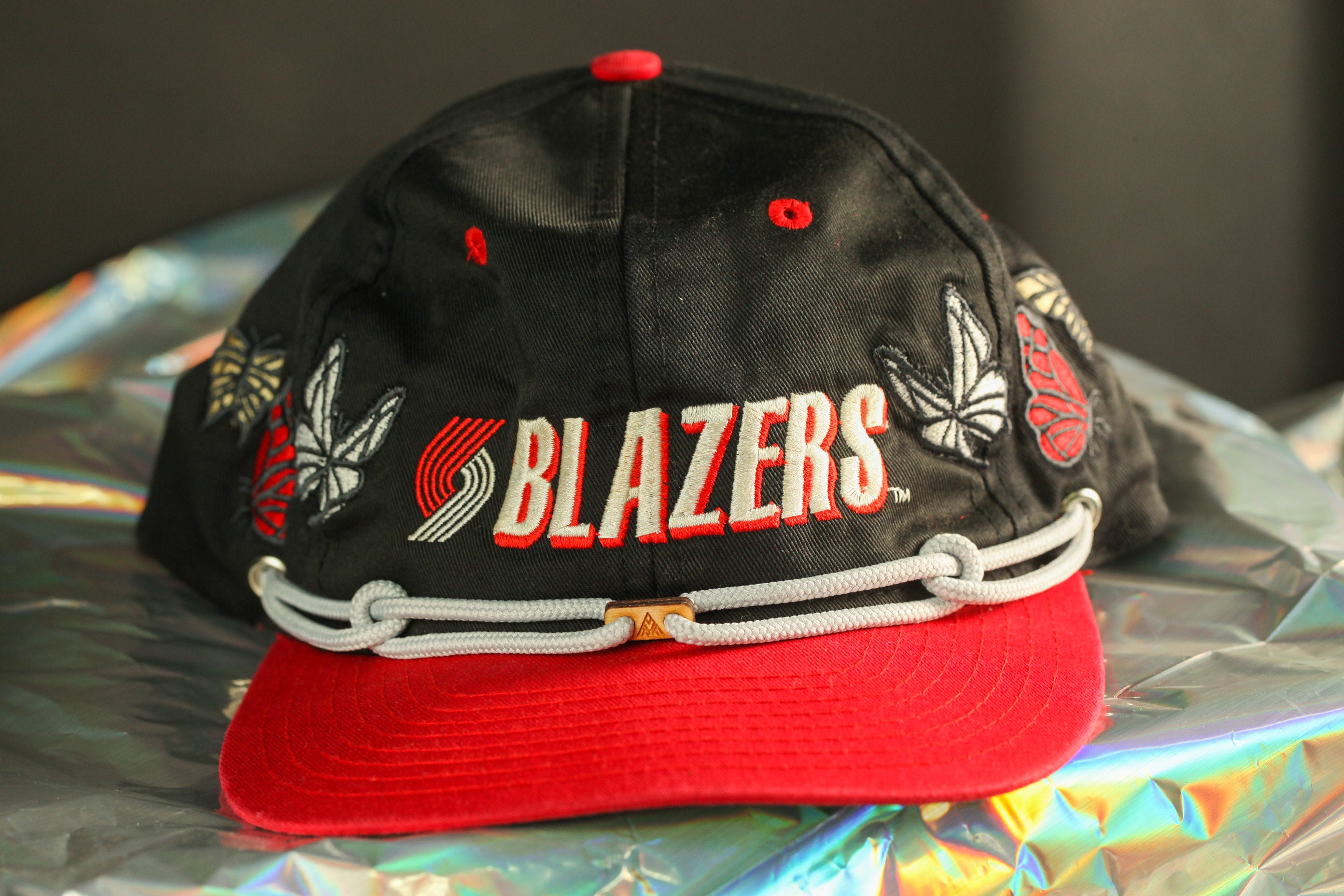Vintage Basketball Hat with Butterflys - Black / Red