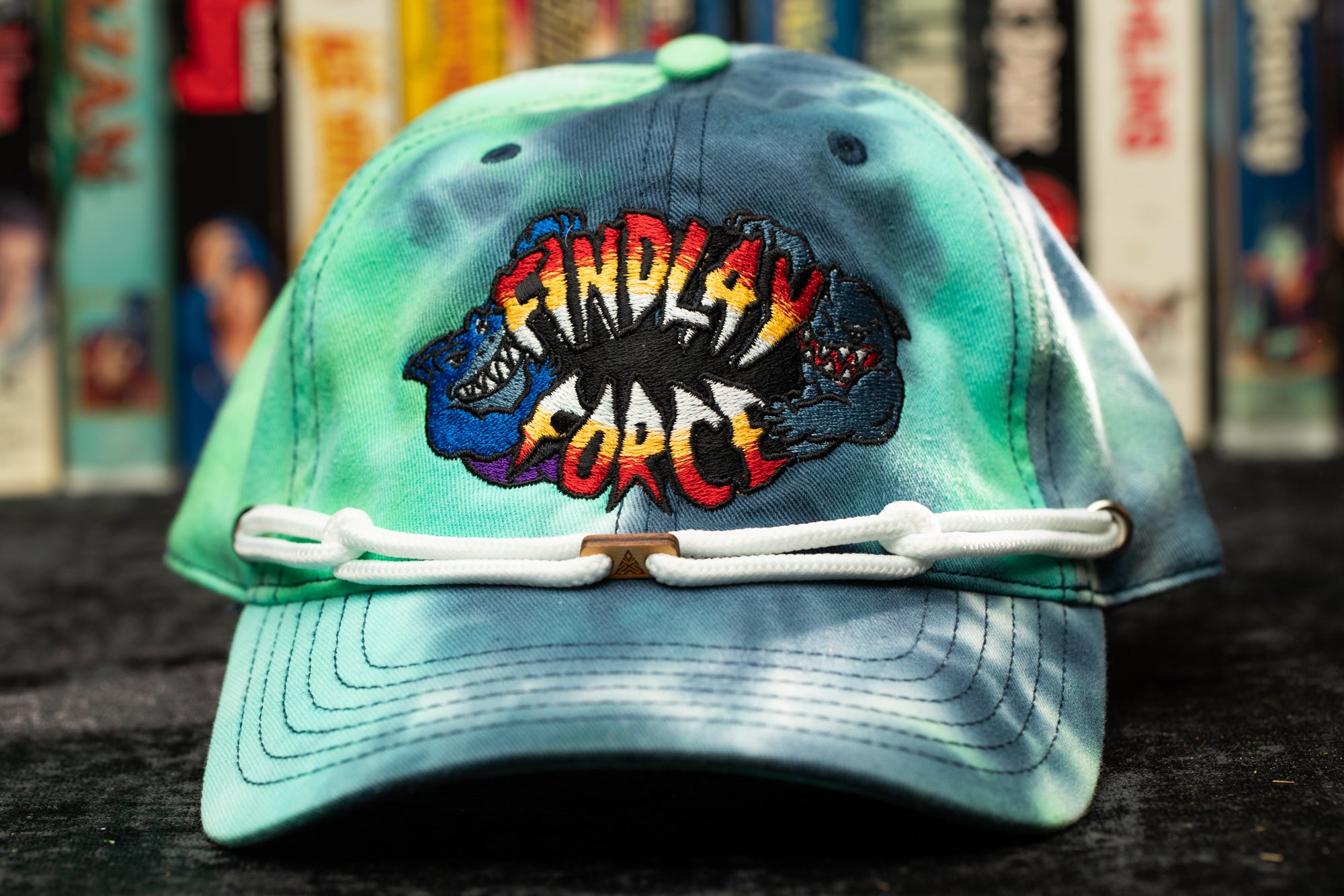 a blue and green hat with the words fantasy force on it