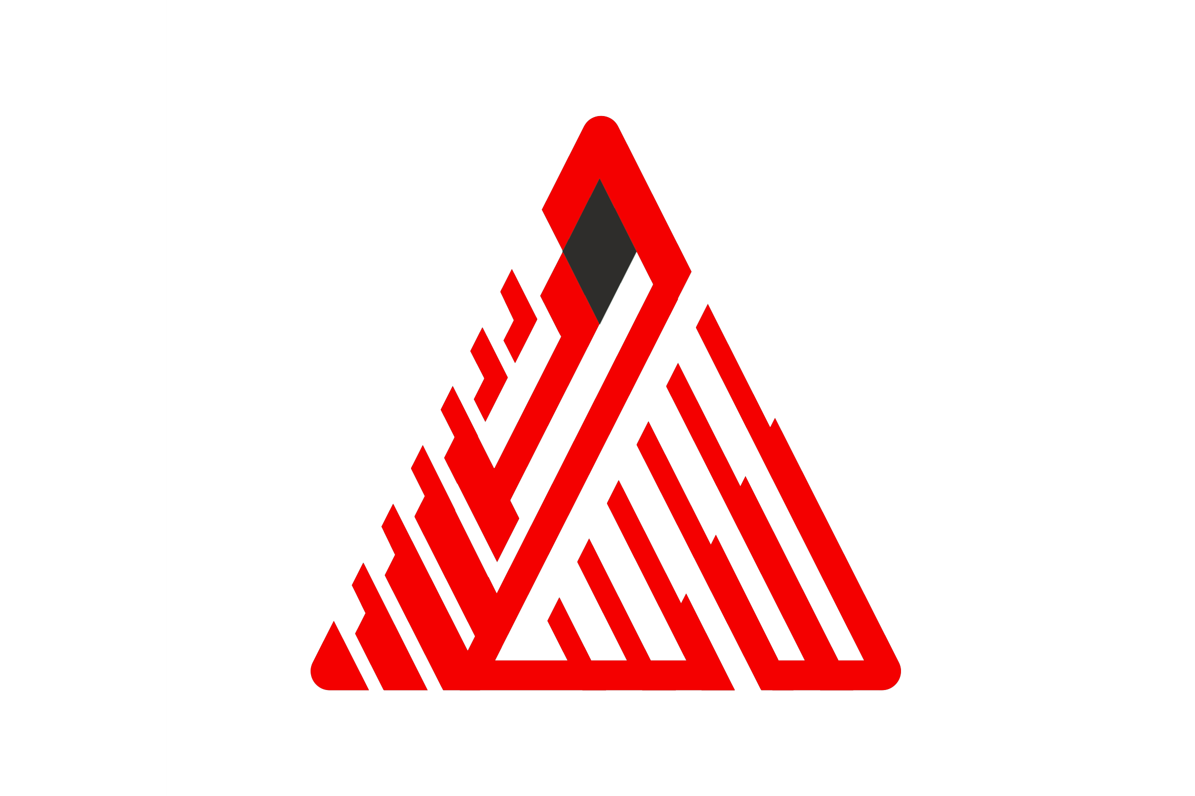 a red triangle with a black square inside it, and the triangle is outlined in red.