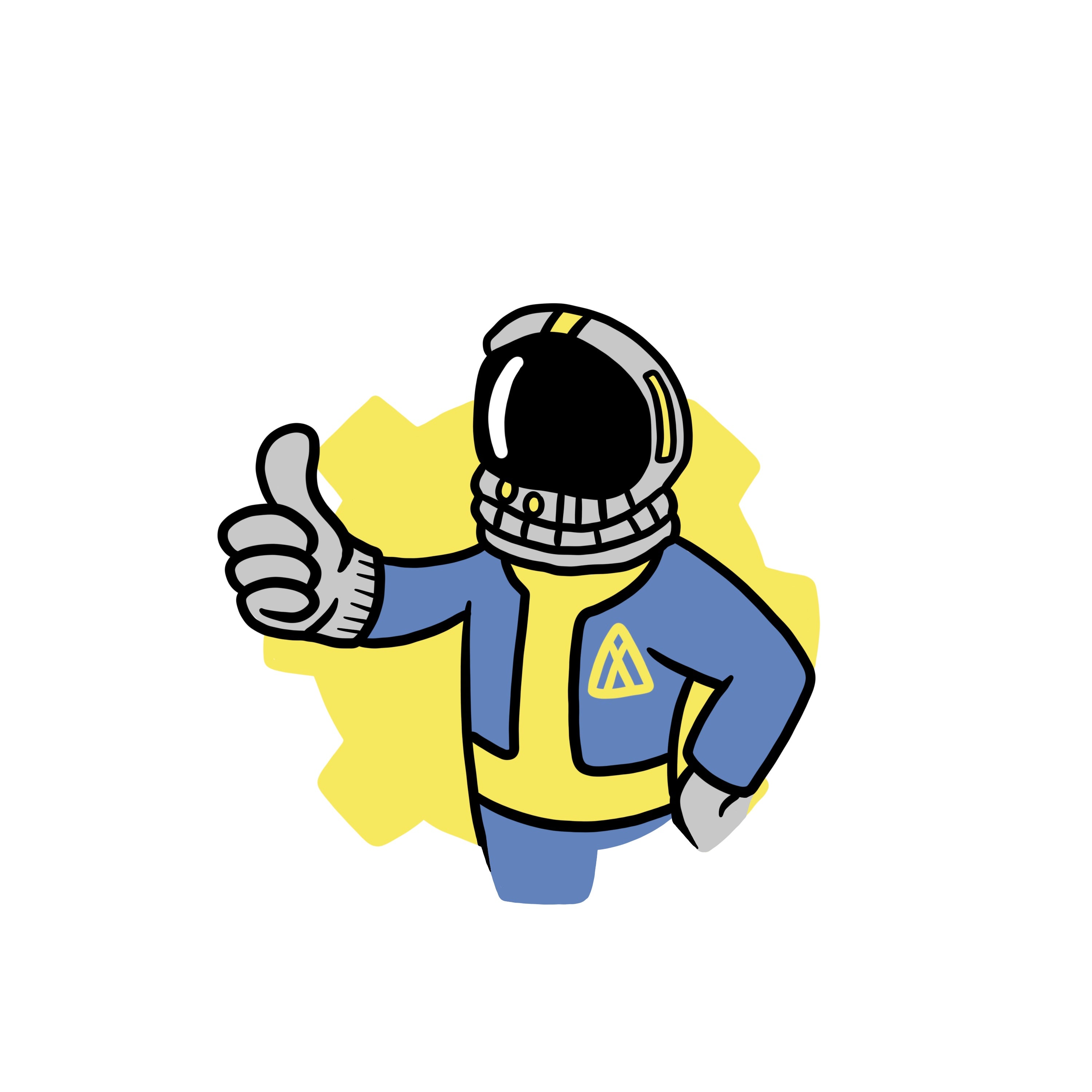 a drawing of an astronaut giving a thumbs up