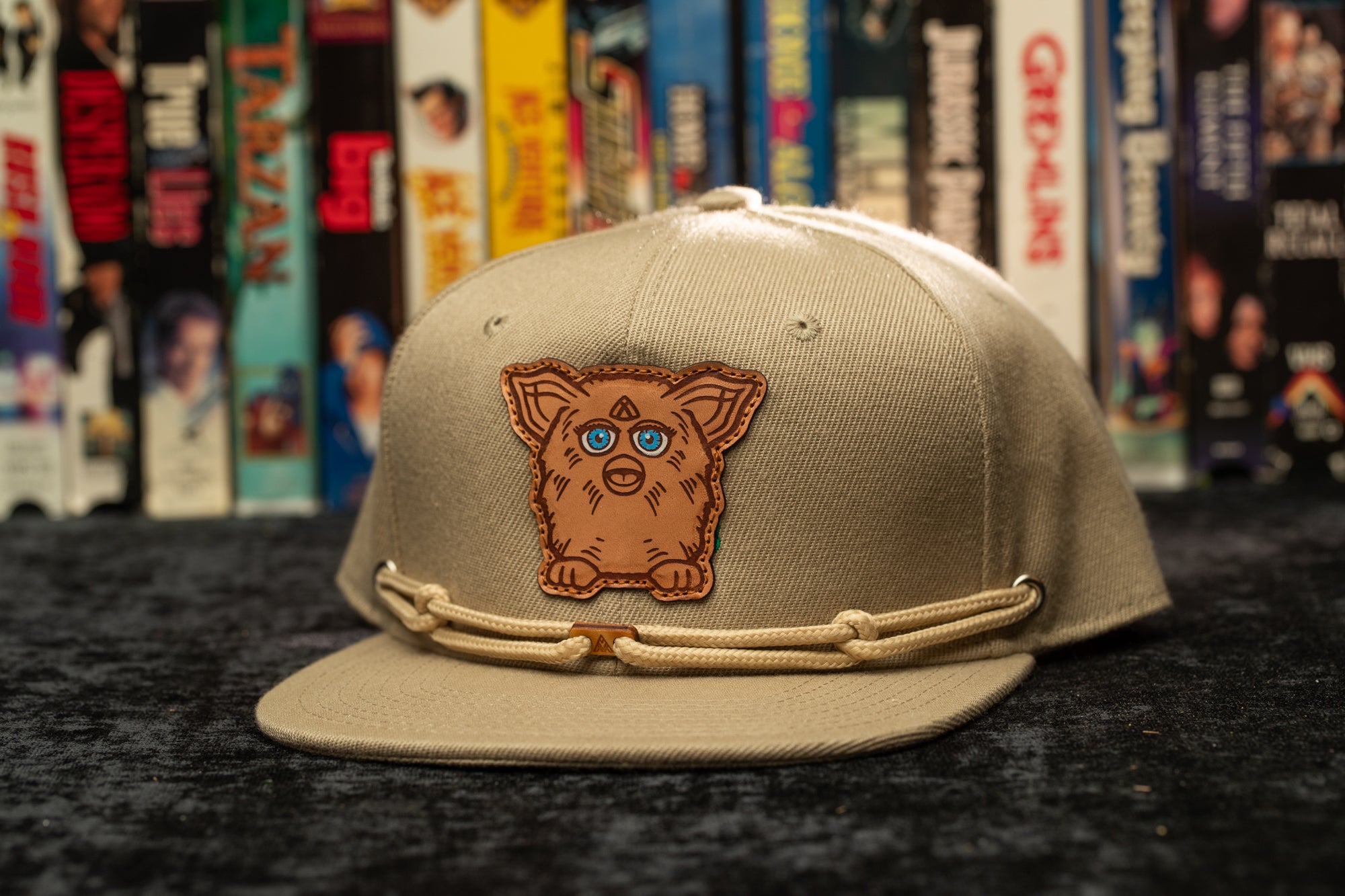 a hat with a dog embroidered on it