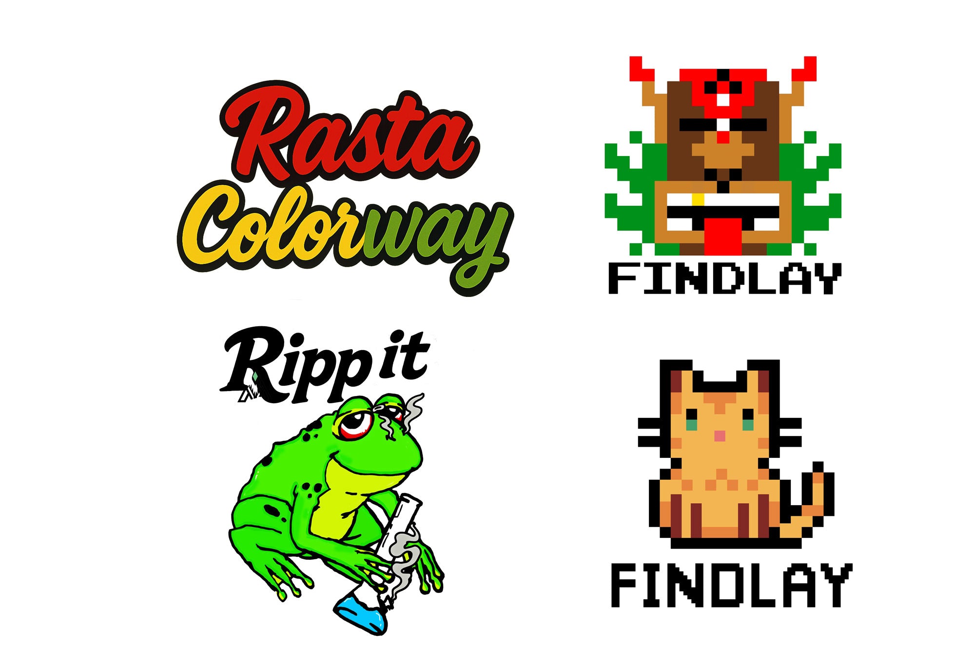 a bunch of different logos that are on a white background