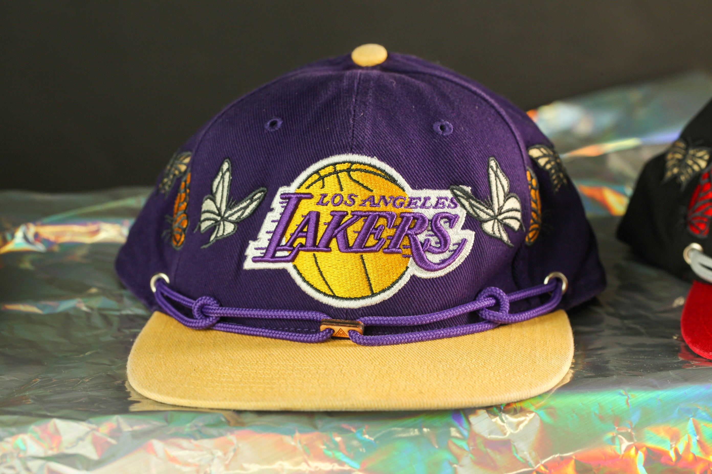 Vintage Basketball Hat with Butterflys - Purple / gold