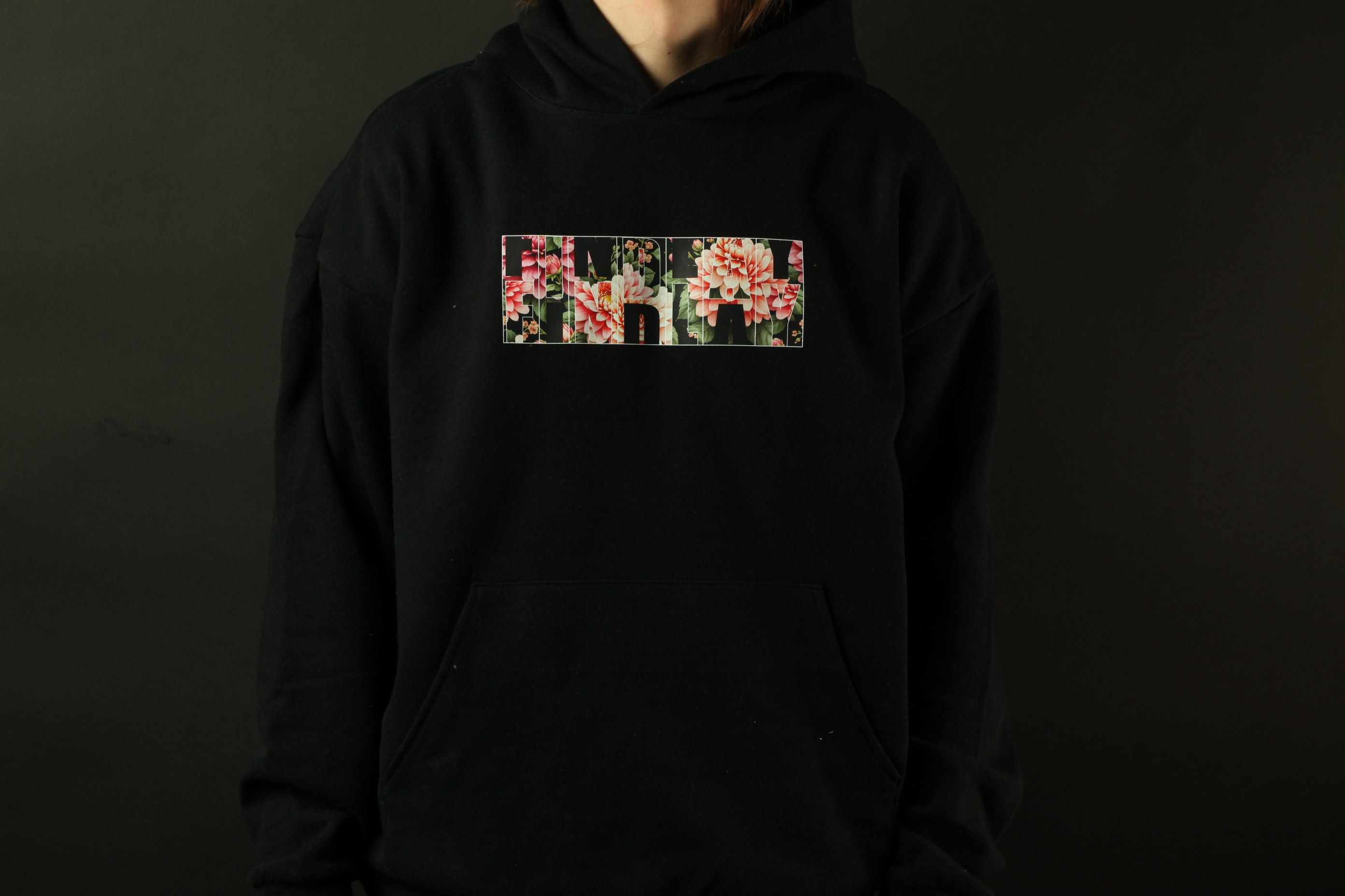Glitchy Flowers Text Hoodie