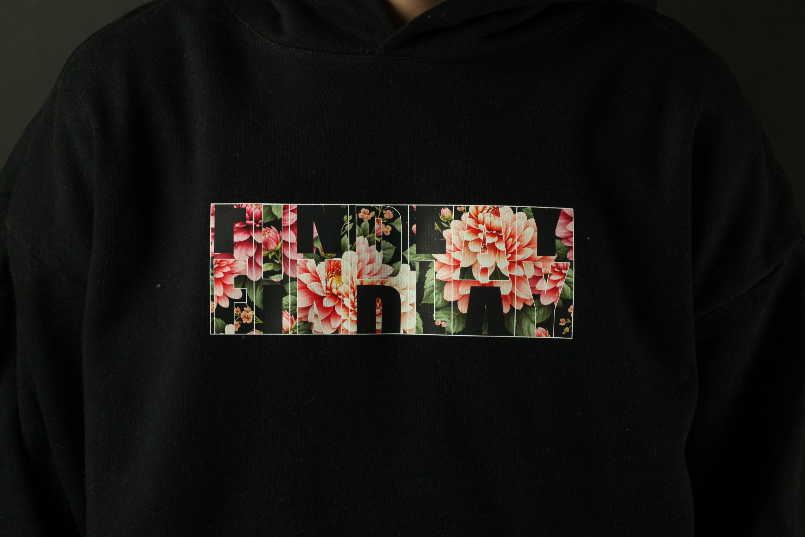 Glitchy Flowers Text Hoodie