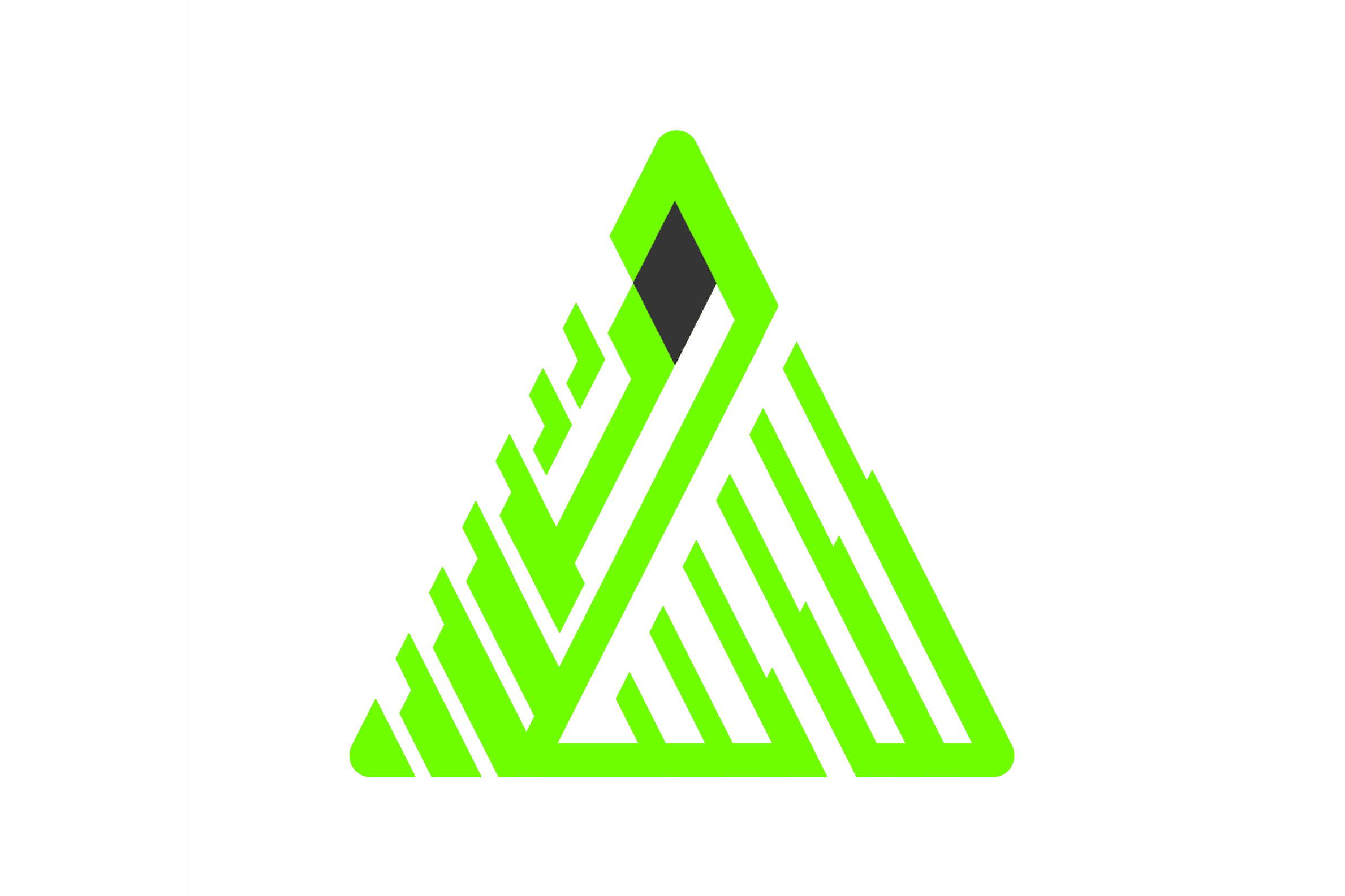 a stylized triangle with a black diamond shape in the center.